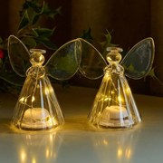 SIRIUS LED světelný anděl skleněný, čirý, sada 2 kusy, 10 cm