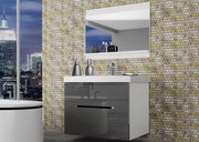 Kúpeľňový nábytok Belini šedý lesk + umývadlo + zrkadlo  ROD P 1/0/W/S/0/ZW