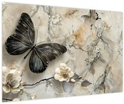 Obraz - Mramorové pozadie s motýľmi (90x60 cm)