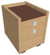 Mobilný kontajner Verno 47 x 60 cm so sklom, 2 zásuvky, dub svetlý / hnedá