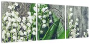 Obraz konvaliniek (s hodinami) (90x30 cm)