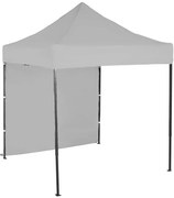 Rýchlorozkladací nožnicový stan 2x2m – oceľový, 1 bočná plachta, Sivá / antracitová