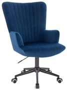 LuxuryForm DESIGN Kreslo AMADEO VELUR na čiernej podstave s kolieskami - modré