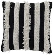 Čierno-biely pruhovaný vankúš so strapcami Monochrome - 45 * 45 cm