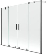 Mexen Velar Duo, 2-krídlová posuvná vaňová zástena 180 x 150 cm, 8mm číre sklo, brúsený grafit, 896-180-000-02-95