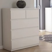 Komoda s 5 zásuvkami Carlos, biela, 75 cm%