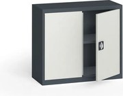 Plechová policová skriňa na náradie KOVONA, 800 x 950 x 400 mm, 1 polica, grafit/sivá