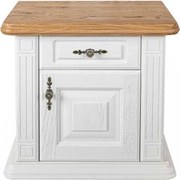 Biely nočný stolík z masívu z dvierkami s otváraním vpravo, 60x40x54 cm