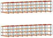 Fistar !!! Akčný balíček: 20x Regál 1800x1600x450 mm PROFESIONÁLNY lakovaný 4-policový, nosnosť 1600 kg