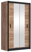 Šatní skriňa MIRO 120x215 cm dub craft s zrkadlom čierna