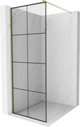Mexen Kioto sprchová zástena 70x200 cm 8 mm, zlatý profil, sklo čierny vzor 1, 800-070-101-01-77