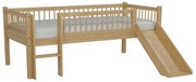 Vyvýšená detská posteľ z bukového dreva so šmykľavkou s roštom 90x200 cm v prírodnej farbe Forrest – Vipack