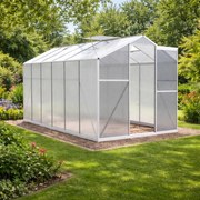 Skleník so základňou BestBerg BBGH‑1206S / 7,05 m² / 371 × 190 × 206 cm / strieborná