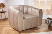 Dizajnové otáčavé kreslo Babylon šampanská greige zamat