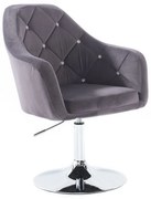 LuxuryForm DESIGN Kreslo ROMA VELUR na striebornom tanieri - tmavo šedé