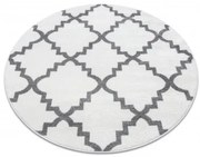 Koberec SKETCH kruh - F343 krém / sivý koniczyna marokánska trellis
