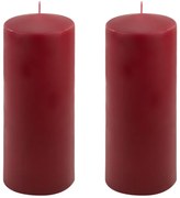 Sada stĺpových sviečok, 25 cm, Ø 10 cm, vínová, 2 ks
