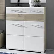 Komoda/botník Funny, dub strieborný/biela%