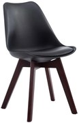 Stolička Borne V2 - plast / koženka, drevené nohy orech - Čierna