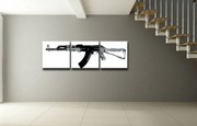 Ručne maľovaný POP Art obraz Kalashnikov 3 dielny ka