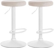 2x Barová stolička Ponte - zamat, biely rám Krémová