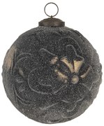 Tmavá vianočná gule s ornamentom - 13 cm