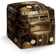 Taburet Cube veterán, béžová / čierna