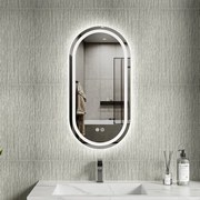 Erga Lyra, oválne LED zrkadlo 40x80cm, 3 farby svetla, predné a zadné osvetlenie, vyhrievacia podložka proti zapareniu, ERG-V01-LYRA-4080-CL