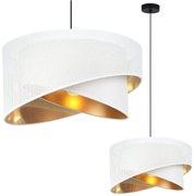 Závesné svietidlo Asti Duo1, 1x PVC/biele textilné tienidlo, (fi 45cm), g, b