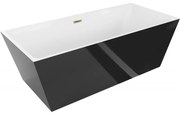 Mexen Lita voľne stojaca vaňa 170 x 75 cm, biela/čierna, prepad zlatý - 52121707575-50