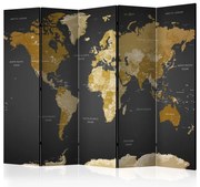Artgeist Paraván - Room divider - World map on dark background