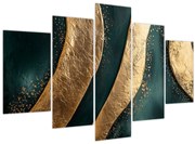Obraz - Zelená abstrakcia so zlatom I. (150x105 cm)
