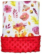 Detská deka Líška/minky červená 60x70 cm – mäkučká deka do kočíka s líščím motívom
