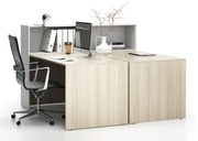 Kancelárska zostava double SEGMENT, dub prírodný/biela