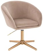 LuxuryForm DESIGN Stolička VENICE VELUR na zlatom kríži - latte