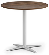 Konferenčný stolík AURA, priemer 80 cm, biela podnož, orech