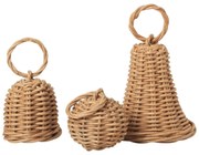 Ferm Living Vianočné ozdoby z ratanu Bell Baubles – set 3 ks
