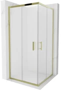 Mexen Rio, štvorcový sprchovací kút s posuvnými dverami 90(dvere) x 90(dvere) x 190 cm, 6mm sklo námraza, zlatý profil, 860-090-090-50-30