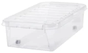 SmartStore Úložný box s bielymi klipmi a kolieskami Classic, 31 l, 31 l