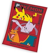 Carbotex Detská deka Pokémon Pikachu MewTwo a Charizard, 110 x 140 cm