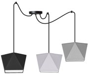 Závesné svietidlo Diamond Spider, 3x textilné tienidlo (mix 10 farieb), (výber z 2 farieb konštrukcie)