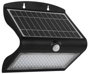 Exteriérové solárne nástenné LED svietidlo Butterfly, 1x LED 6,8w, čierna, pohybový senzor