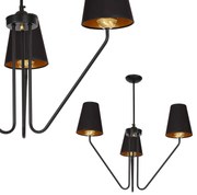 Luster Victoria, 3x čierne textilné tienidlo, b/g