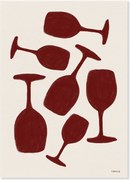 Plagát Tara Royle - Abstract Wine Glasses