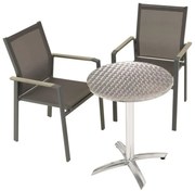 Záhradný set bistro stola a 2 stohovateľných stoličiek, sivá
