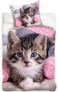 Bavlnené posteľné obliečky Mačiatko s klbkami - 100% bavlna Renforcé - 70x90 cm + 140x200 cm