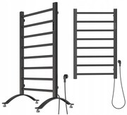 Gamma Erga Pago, elektrické vykurovacie teleso 500x800 mm s digitálnym termostatom na postavenie alebo na stenu, 200W, čierna matná, ERG-LAV-GRZE-E-ST88080500-BK