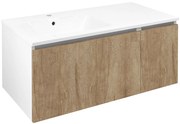 Sapho Sapho, LOREA skrinka s umývadlom 101x46x51,5cm (70+30cm), ľavá, dub Alabama/biela matná, LE070-2231-L-02