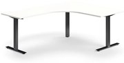 Kancelársky stôl QBUS, rohový, 1600x2000 mm, T-rám, čierny rám, biela