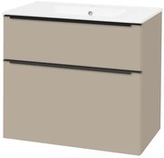 Mereo Mereo, Mailo, kúpeľňová skrinka s keramickým umývadlom 81 cm, čierne madlo, MER-CN551B